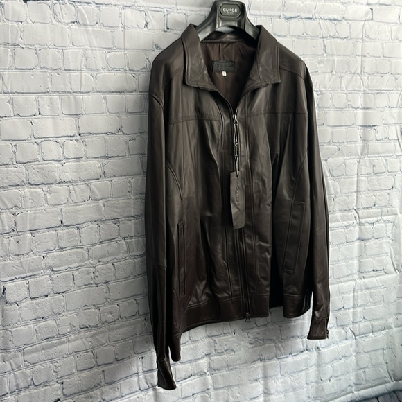 Italian Brown Leather Zip Up Jacket‎ Made by  CURGÈ Men size 2XL or EU 64 NWT #8 - Picture 3 of 8